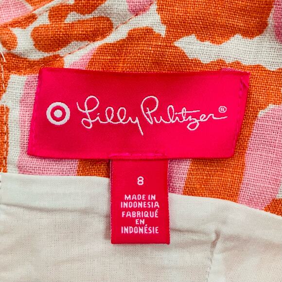 Lilly Pulitzer X Target Orange Pink Giraffe Dress Size 8 - Picture 3 of 5